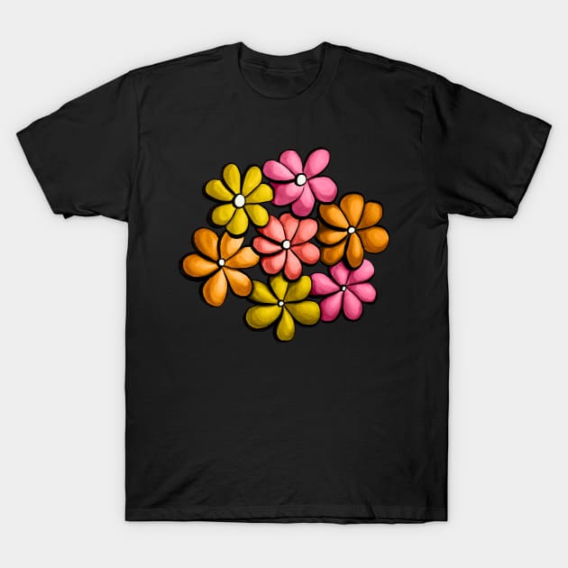 Fun Colorful Flowers Spring Design T-Shirt by Boriana Giormova